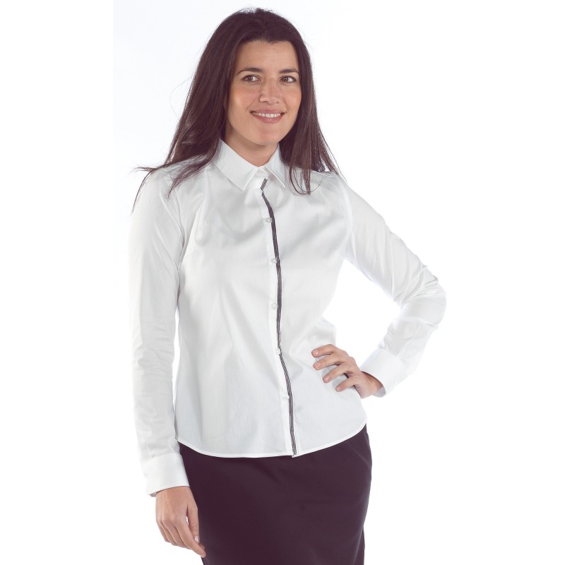 Blusa Entallada Tejido Elástico Detalle Rayas